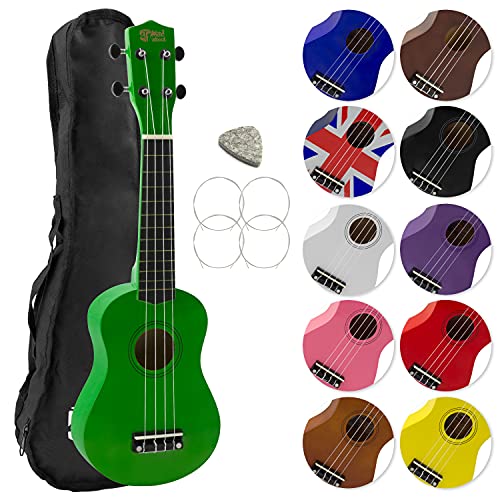 Mad About SU8-GR Sopran-Ukulele in Grün mit einer GRATIS Gigbag, Pick und Ersatzsaiten - großartig für Schulen und Anfänger von Mad About