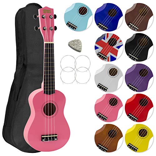 Mad About SU8-PK Sopran-Ukulele in Rosa mit einer GRATIS Gigbag, Pick und Ersatzsaiten - großartig für Schulen und Anfänger von Mad About