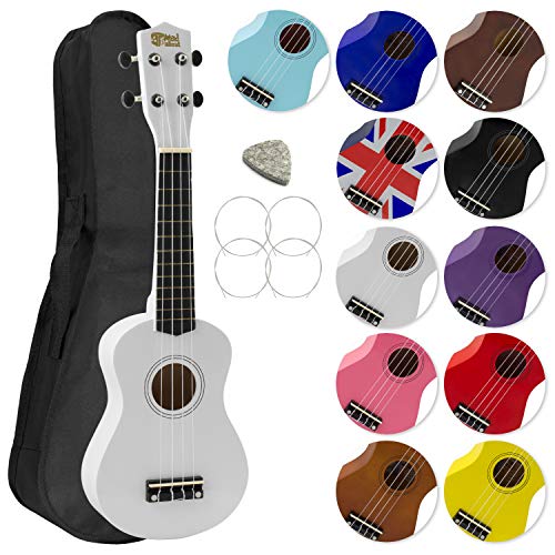 Mad About SU8-WH Sopran-Ukulele in Weiß mit einer GRATIS Gigbag, Pick und Ersatzsaiten - großartig für Schulen und Anfänger von Mad About