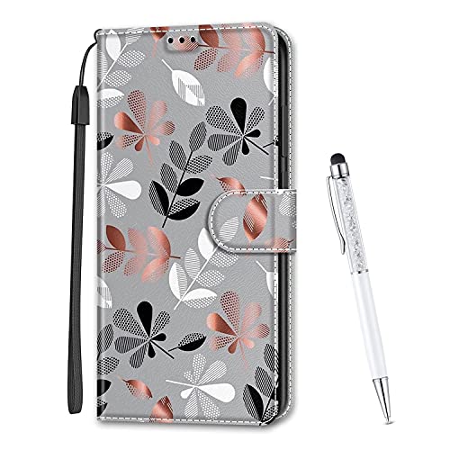 MadBee Kompatibel mit Google Pixel 9 Pro XL (6.8"), Leder Handyhülle Tasche Schutzhülle Brieftasche Klapphülle Ständer und Kartensteckplätze Hülle für Google 9 Pro XL (Blätter) von MadBee