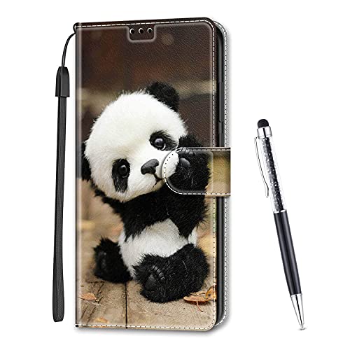 MadBee Kompatibel mit Samsung Galaxy A14 5G, Leder Handyhülle Tasche Schutzhülle Brieftasche Klapphülle Ständer und Kartensteckplätze Hülle für Samsung Galaxy A14 5G (Panda) von MadBee
