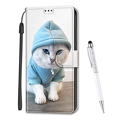 MadBee Kompatibel mit Samsung Galaxy A20E Hülle, Leder Handyhülle Tasche Schutzhülle Brieftasche Klapphülle Ständer und Kartensteckplätze Hülle für Samsung Galaxy A20E (Katze C) von MadBee