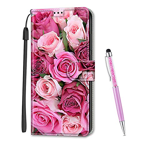 MadBee Kompatibel mit Samsung Galaxy A21S Hülle, Leder Handyhülle Tasche Schutzhülle Brieftasche Klapphülle Ständer und Kartensteckplätze Hülle für Samsung Galaxy A21S (Rose B) von MadBee