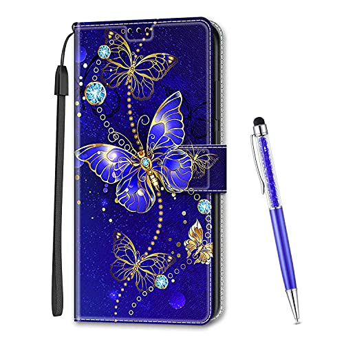 MadBee Kompatibel mit Samsung Galaxy A32 4G / A32 Lite Hülle, Leder Handyhülle Tasche Schutzhülle Brieftasche Klapphülle Ständer und Kartensteckplätze Hülle (Schmetterling B) von MadBee