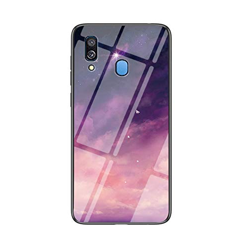 MadBee Kompatibel mit Samsung Galaxy A40 Hülle [mit HD-Schutzfolie], Sternenklarer Himmel Weich Silikon Handyhülle TPU Bumper Handytasche Schutzhülle Protective Dünn Abdeckung (Lila) von MadBee