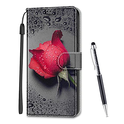MadBee Kompatibel mit Samsung Galaxy A70 Hülle, Leder Handyhülle Tasche Schutzhülle Brieftasche Klapphülle Ständer und Kartensteckplätze Hülle für Samsung Galaxy A70 (Rose A) von MadBee