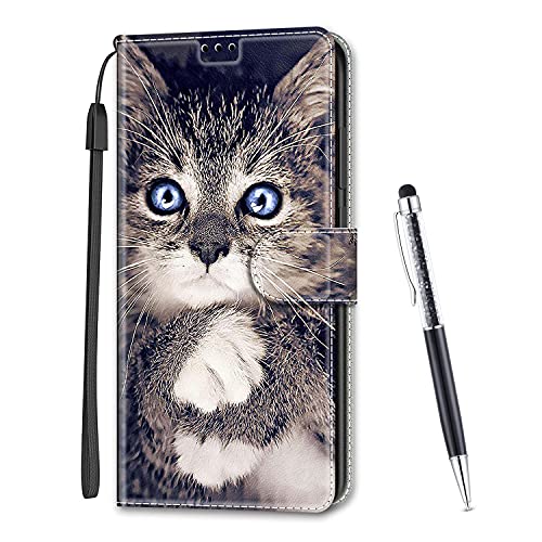 MadBee Kompatibel mit Samsung Galaxy S10 Plus Hülle, Leder Handyhülle Tasche Schutzhülle Brieftasche Klapphülle Ständer und Kartensteckplätze Hülle für Samsung Galaxy S10 Plus (Katze A) von MadBee