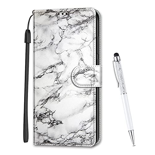 MadBee Kompatibel mit Xiaomi Redmi Note 8T Hülle, Leder Handyhülle Tasche Schutzhülle Brieftasche Klapphülle Ständer und Kartensteckplätze Hülle für Xiaomi Redmi Note 8T (Marmor A) von MadBee
