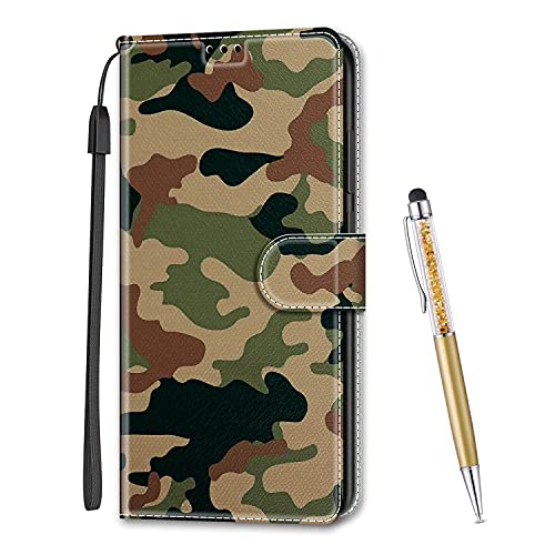 MadBee Kompatibel mit Xiaomi Redmi Note 8T Hülle, Leder Handyhülle Tasche Schutzhülle Brieftasche Klapphülle Ständer und Kartensteckplätze Hülle für Xiaomi Redmi Note 8T (Tarnung) von MadBee