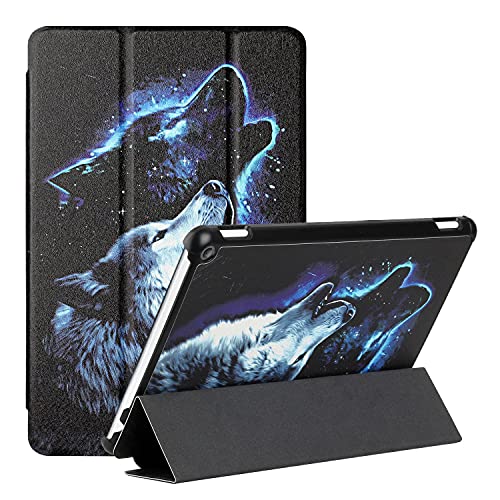 MadBee Tablet Hülle für All-New Amazon Fire HD 10/HD 10 Plus (11th, 2021), PU Leder Flip Case Cover Ultra Schlank Superleicht Ständer Schutzhülle mit Standfunktion [Auto Schlaf/Wach] (Wolf#1) von MadBee