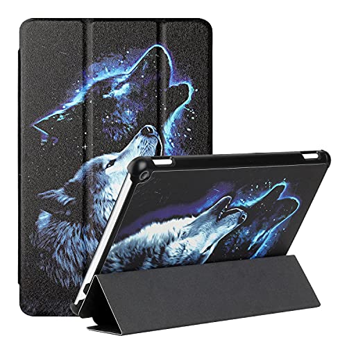 MadBee Tablet Hülle für All-New Amazon Fire HD 10/HD 10 Plus (11th, 2021), PU Leder Flip Case Cover Ultra Schlank Superleicht Ständer Schutzhülle mit Standfunktion [Auto Schlaf/Wach] (Wolf#1) von MadBee