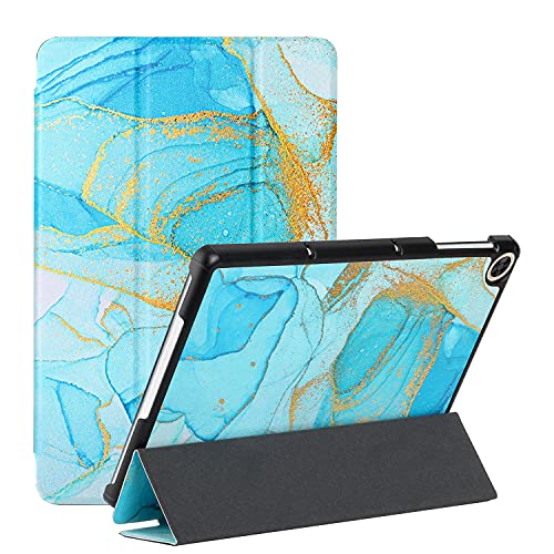 MadBee Tablet Hülle für Huawei MatePad T10/T10S (9.7 Inch, 2020), PU Leder Flip Case Cover Ultra Schlank Superleicht Ständer Schutzhülle mit Standfunktion [Nein Auto Schlaf/Wach] (Blau Gold) von MadBee