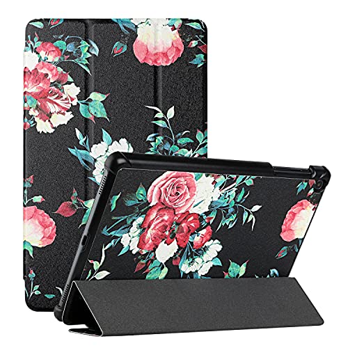 MadBee Tablet Hülle für Samsung Galaxy Tab A 10.1 (2019)/T510/T515, PU Leder Flip Case Cover Ultra Schlank Superleicht Ständer Schutzhülle mit Standfunktion [Nein Auto Schlaf/Wach] (Blume) von MadBee