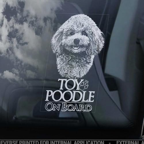 Madcolitote Auto-Fensteraufkleber, Motiv: Pudel an Bord, Motiv: Caniche Pudelhund, Vinyl, gestanzt, lustiger Stoßstangen-Aufkleber, Geschenk für Mutter, Vater von Madcolitote