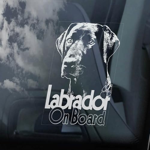 Madcolitote Labrador on Board Auto-Fensteraufkleber, schwarze Retrieverpistole, Hunde-Labor, Aufkleber, Vinyl, gestanzt, lustig, Stoßstangen-Aufkleber, Geschenk für Hunde und Haustiere von Madcolitote