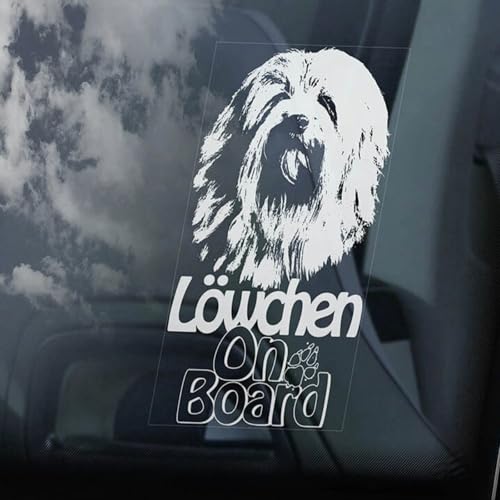 Madcolitote Löwchen on Board Auto-Fensteraufkleber "Lowchen Pe Chien", Löwchen-Aufkleber, Vinyl, gestanzt, lustiger Stoßstangen-Aufkleber, Geschenk für Hunde und Haustiere von Madcolitote