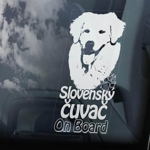 Madcolitote Slovenský Cuvac Auto-Fensteraufkleber, slowakischer Chuvach-Hundeschild, Vinyl, gestanzt, lustig, Stoßstangen-Aufkleber, Geschenk für Mutter, Vater von Madcolitote