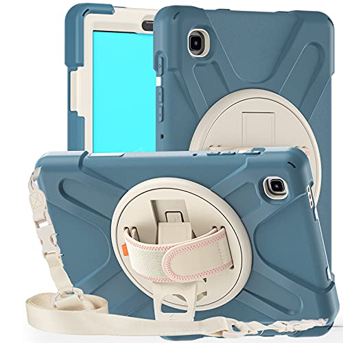 MadeRy Hülle für Samsung Galaxy Tab A7 Lite 8.7" 2021 (SM-T220/T225), Robuste Langlebig Stoßfeste Regenbogen Schutzhülle mit Drehbarem Ständer und Schultergurt.(Kornblumenblau) von MadeRy