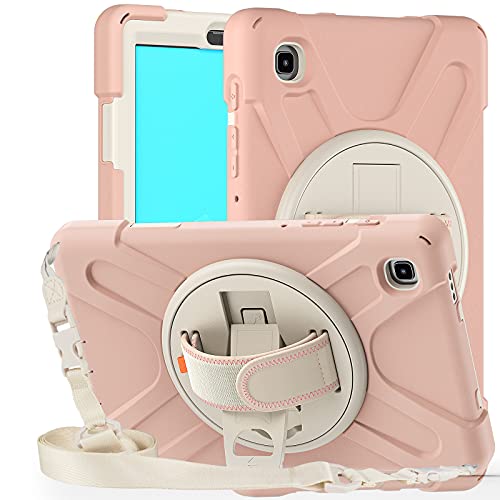 MadeRy Hülle für Samsung Galaxy Tab A7 Lite 8.7" 2021 (SM-T220/T225), Robuste Langlebig Stoßfeste Regenbogen Schutzhülle mit Drehbarem Ständer und Schultergurt.(Rosa) von MadeRy