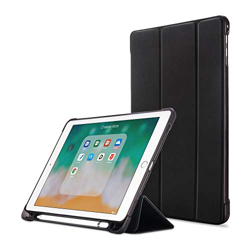 MadeRy Hülle für iPad Mini 5 (2019) / iPad Mini 4 / Mini 3 / Mini 2 / Mini 7.9 inch, Ultra Dünn Weicher TPU Cover mit Pencilhalter und Trifold Stand, Auto Schlaf/Aufwachen, Schwarz von MadeRy