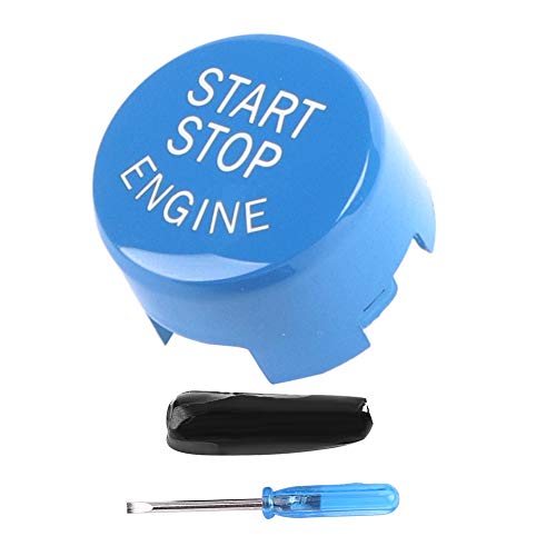 Auto Motor Startknopf, Engine Ein Knopf Start Stopp Taster Schalter Abdeckung One Button Starttaste Einknopf Startknopf Druckschalter für F30 3 series usw G/F Disk Bottom mit Start & Stop (Blau) von Madezz