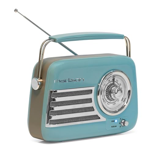 Madison - FREESOUND-VR40BLU - 30W Vintage-Radio mit langem Akku - Bluetooth, USB & FM - Blau - Vintage, Nostalgie, Retro von Madison