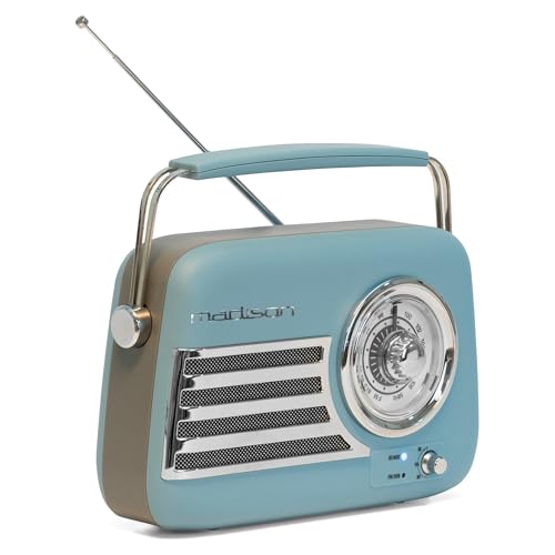 Madison - FREESOUND-VR40BLU-MAT - 30W Vintage-Radio mit langem Akku - Bluetooth, USB & FM - Mattblau - Vintage, Nostalgie, Retro Madison - FREESOUND-VR40BLU-MAT - 30W Vintage-Radio mit langem Akku - Bluetooth, USB & FM - Mattblau - Vintage, Nostalgie, Retro von Madison