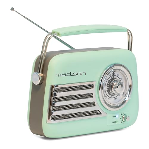 Madison - FREESOUND-VR40GR-MAT - 30W Vintage-Radio mit langem Akku - Bluetooth, USB & FM - Blassgrün matt - Vintage, Nostalgie, Retro Madison - FREESOUND-VR40GR-MAT - 30W Vintage-Radio mit langem Akku - Bluetooth, USB & FM - Blassgrün matt - Vintage, Nostalgie, Retro von Madison