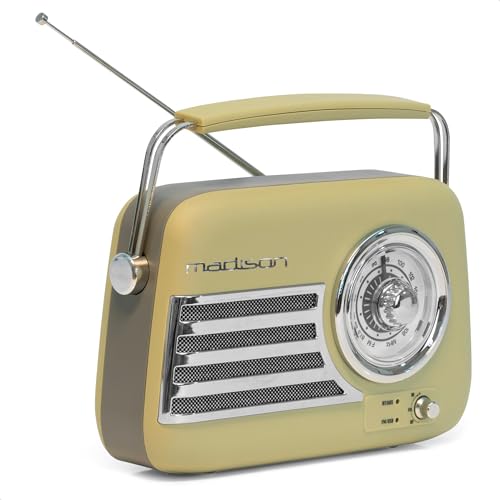 Madison - FREESOUND-VR40OGR-MAT - 30W Vintage-Radio mit langem Akku - Bluetooth, USB & FM - Olivgrün matt - Vintage, Nostalgie, Retro Madison - FREESOUND-VR40OGR-MAT - 30W Vintage-Radio mit langem Akku - Bluetooth, USB & FM - Olivgrün matt - Vintage, Nostalgie, Retro von Madison