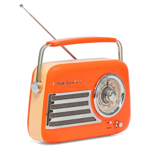 Madison - FREESOUND-VR40OR - Vintage-Radio 30W mit langem Akku - Bluetooth, USB & FM - Orange - Vintage, Nostalgie, Retro von Madison