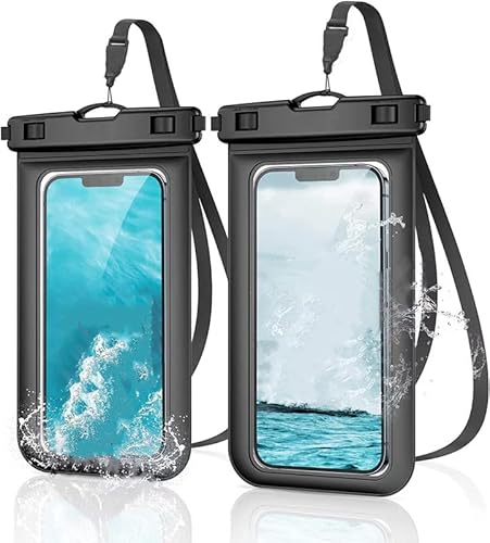 wasserdichte Handyhülle, 2er-Pack IPX8-zertifizierte Unterwasser-Handyhülle, doppelt versiegelte wasserdichte Handyhülle Schutzhülle für Jede Smartphone，Handytasche wasserdicht schwimmfähig-Schwarz von Maduoer