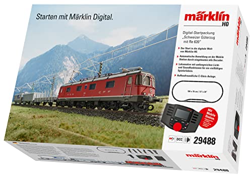 Märklin 29488 Digital-Startpackung „Schweizer Güterzug mit Elektrolokomotive Re 620“, Spur H0 Modelleisenbahn, viele Soundfunktionen, mit Mobile Station C-Gleis Schienen, 1:87 von Märklin