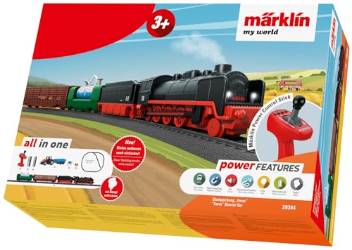 Märklin My World Startpackung Farm 29344 - Elektrischer Spielzeugeisenbahn Lokomotive 55 cm mit echtem Wasserdampf und viel Zubehör - ferngesteuerte Modelleisenbahn & Dampflok für Kinder ab 3 Jahre von Märklin