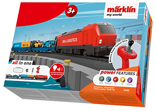 Märklin My World Startpackung Hafenlogistik - Elektrischer Güterzug H0 (55 cm) im Set mit 26 Schienenteilen - Modelleisenbahn mit Fernsteuerung für Kinder ab 3 Jahre von Märklin