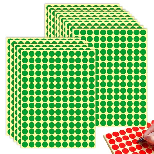 Mafagwre 10mm Klebepunkte Bunt, 2475 Stück Punkt Aufkleber, Selbstklebende Markierungspunkte, Farbige Punkte Aufkleber, Farbkodierung-Aufkleber Für Kalender, Planer Und Zum Basteln (green) von Mafagwre