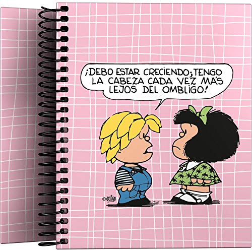 Mafalda 16532612 Notizbuch mit Spiralbindung, kariert, mehrfarbig, A7 von Mafalda