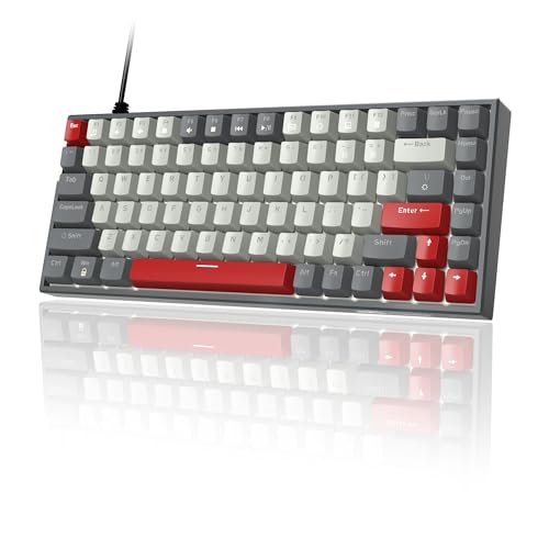 75 % mechanische Tastatur, MageGee kabelgebundene Gaming-Tastatur mit roten Schaltern und eisblauer Hintergrundbeleuchtung, kleine, kompakte 75 % Tastatur, mechanisch, Gamer für PC, MAC (Schwarzgrau) von MageGee
