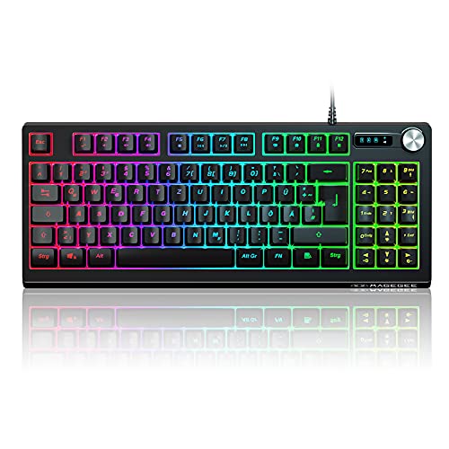 MageGee 65% Gaming Mechanische Tastatur, wasserdichte Minimalistische RGB Hintergrundbeleuchtung Kompakte 68 Tasten Verdrahtete Office Tastatur für Windows Laptop PC Mac Bequem. von MageGee