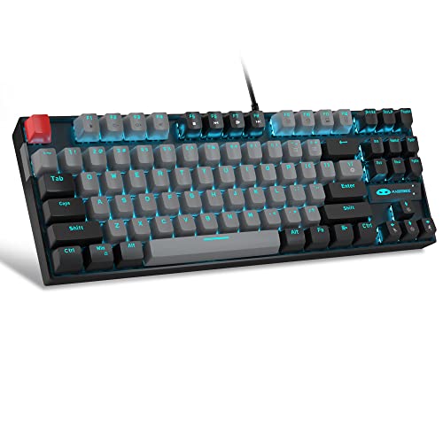 MageGee 75% Mechanische Gaming-Tastatur mit blauem Schalter, LED-Tastatur mit blauer Hintergrundbeleuchtung, kompakte TKL kabelgebundene Computertastatur für Windows Laptop PC Gamer,Grau/Schwarz von MageGee