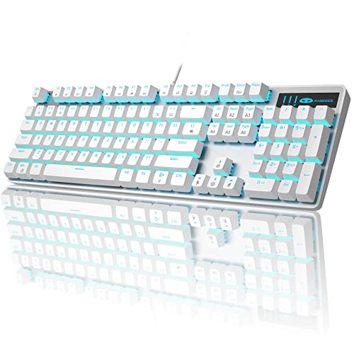 MageGee Gaming-Tastatur, USB, kabelgebunden, mechanische Sturmtastatur, verstellbare Hintergrundbeleuchtung, spritzwassergeschützt, ideal für PC/Laptop/Mac-Spiele (weiß) von MageGee