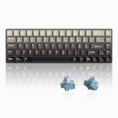 MageGee MK-Box 60% Gaming Tastatur Deutsch QWERTZ Layout, Hot-Swap-fähige kompakte kabelgebundene mechanische RGB-Tastatur mit Eva-Dämpfungsschaum, Blue Whale-Schalter für Win/Mac, grau von MageGee