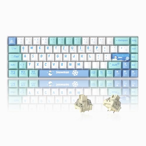 MageGee MK-Box 60% Gaming Tastatur Deutsch QWERTZ Layout, Hot-Swap-fähige kompakte kabelgebundene mechanische RGB-Tastatur mit Eva-Dämpfungsschaum, elfenbeinweißer Schalter für Win/Mac, Schneemann von MageGee