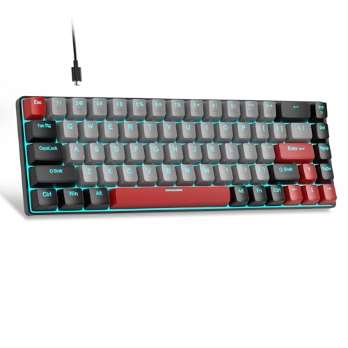 MageGee MK-Box Tragbare 60 % mechanische Gaming-Tastatur, blaue LED-Hintergrundbeleuchtung, kompakte 68 Tasten, Mini-Tastatur mit Kabel, mit braunem Schalter für Windows, Laptop, PC, Mac, Grau/Schwarz von MageGee