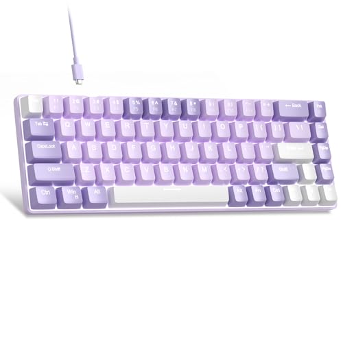MageGee MK-Box Tragbare 60 % mechanische Gaming-Tastatur, LED-Hintergrundbeleuchtung, kompakte 68 Tasten, Mini-Tastatur mit Kabel und rotem Schalter für Windows, Laptop, PC, Mac, Violett von MageGee