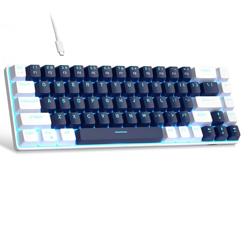 MageGee MK-Box Tragbare 60% mechanische Gaming-Tastatur, LED-Hintergrundbeleuchtung, kompakte Mini-Tastatur mit 68 Tasten, kabelgebundene Büro-Tastatur mit blauem Schalter für Windows, Laptop, PC, Mac von MageGee