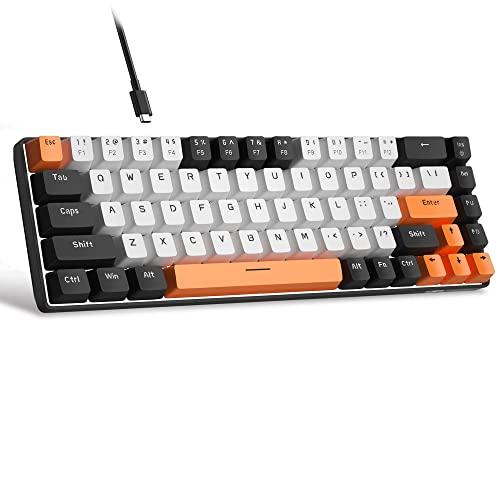 MageGee MK-Box Tragbare 60% mechanische Gaming-Tastatur, LED-Hintergrundbeleuchtung, kompakte Mini-Tastatur mit 68 Tasten, kabelgebundene Büro-Tastatur mit rotem Schalter für Windows, Laptop, PC, Mac von MageGee