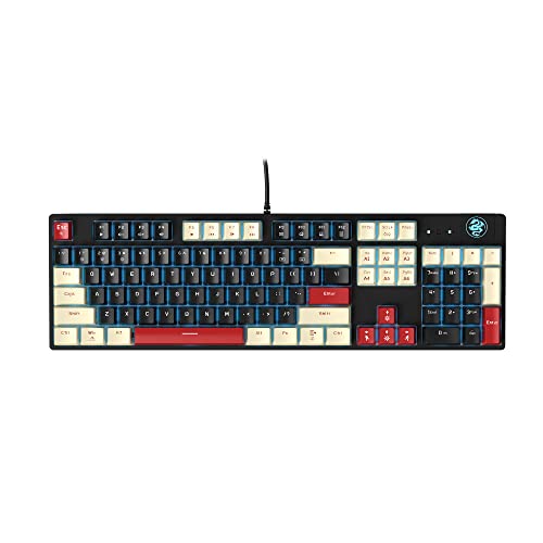 MageGee Mechanische Gaming-Tastatur MK-Armor LED-Regenbogen-Hintergrundbeleuchtung und kabelgebundene USB-Tastatur mit 104 Tasten und blauen Schaltern, für Windows-PC, Laptop, Spiel (weiß und schwarz) von MageGee