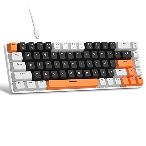 MageGee Tragbare 60% mechanische Gaming-Tastatur, MK-Box LED-Hintergrundbeleuchtung, kompakt, 68 Tasten, Mini-kabelgebundene Büro-Tastatur mit blauem Schalter für Windows, Laptop, Mac, Schwarz/Weiß von MageGee