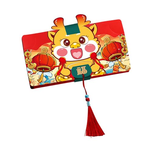 MagiDeal Chinesische rote Umschläge 2024, Chinesisches Neujahr des Drachen Hong Bao Rotes Paket Glücksgeldumschläge Frühlingsfest Neujahr, 2 Kartenfächer von MagiDeal