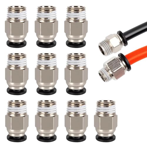 PC4-M10 Stecker, PC4-M10 Connector, 10 Stück PC4-M10 Pneumatischer Anschluss, PC4-M10 Pneumatik Verbinder, Gerader Pneumatischer PC4 M10 Stecker, Schnellverbinder zum Einstecken für 3D-Drucker von MagiSel